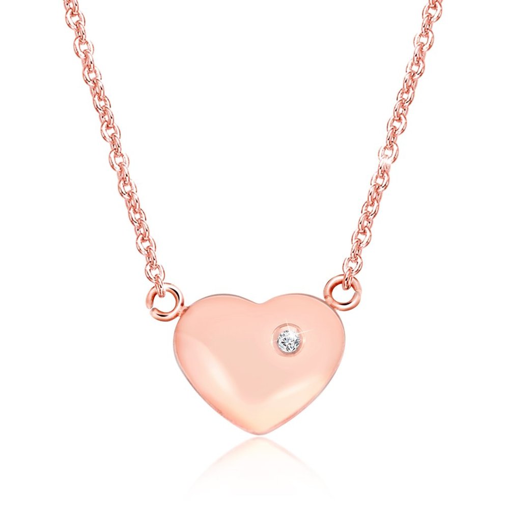 18K Gold Plated Diamond Accent Heart Necklace